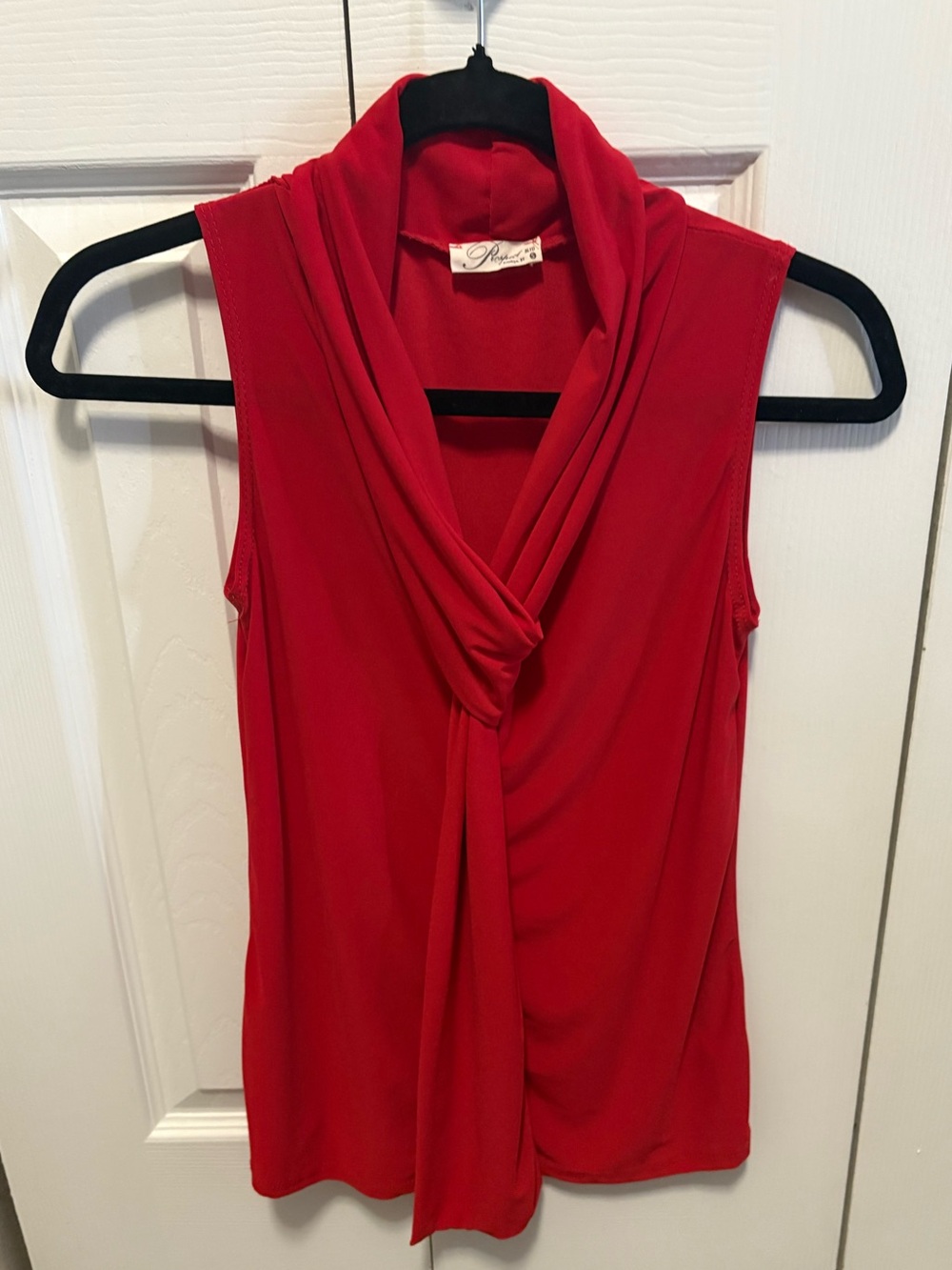 Red Sleeveless Draped Front Twist Blouse